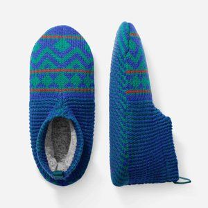 Bombas Women's Gripper Slipper Fair Isle - Double Cushion Medium Royal Blue